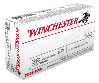 WIN AMMO USA .38 SUPER AUTO +P 130GR. FMJ-RN 50RD 10BX/CS - for sale