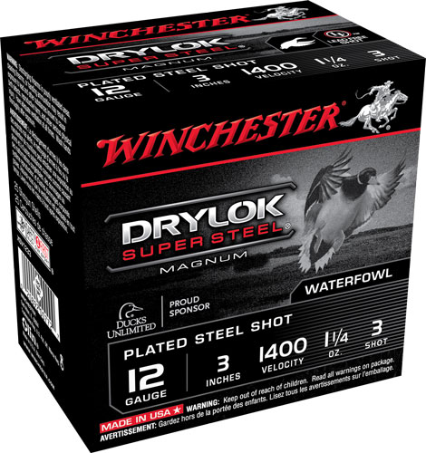 WINCHESTER DRYLOK 12GA 3" 1-1/4OZ #3 25RD 10BX/CS ! - for sale