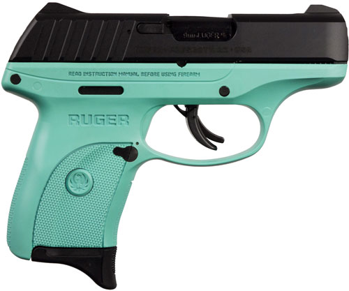 RUGER EC9s 9MM LUGER AS 7-SHOT BLUED SLIDE/TURQUOISE FRAME < - for sale
